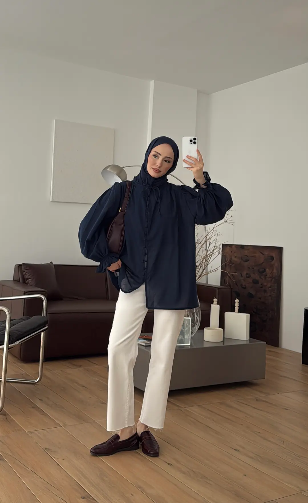 Fırfır Detaylı Vual Gömlek Lacivert - Görsel 4