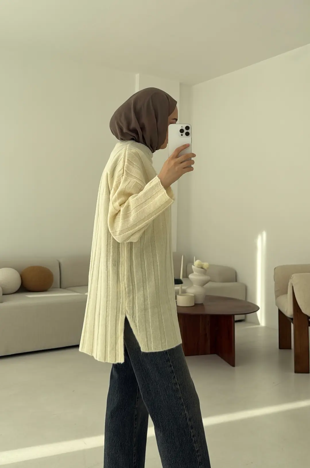 Fitilli Triko Kazak Krem - Görsel 3