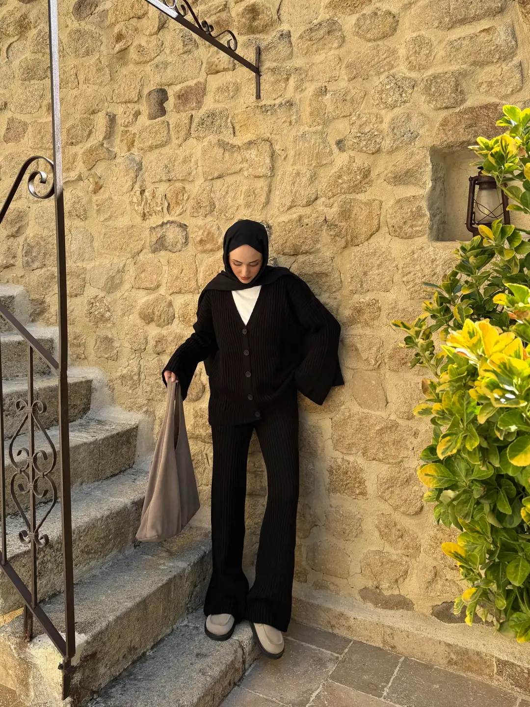 Fitilli Triko Takım Siyah - Görsel 3