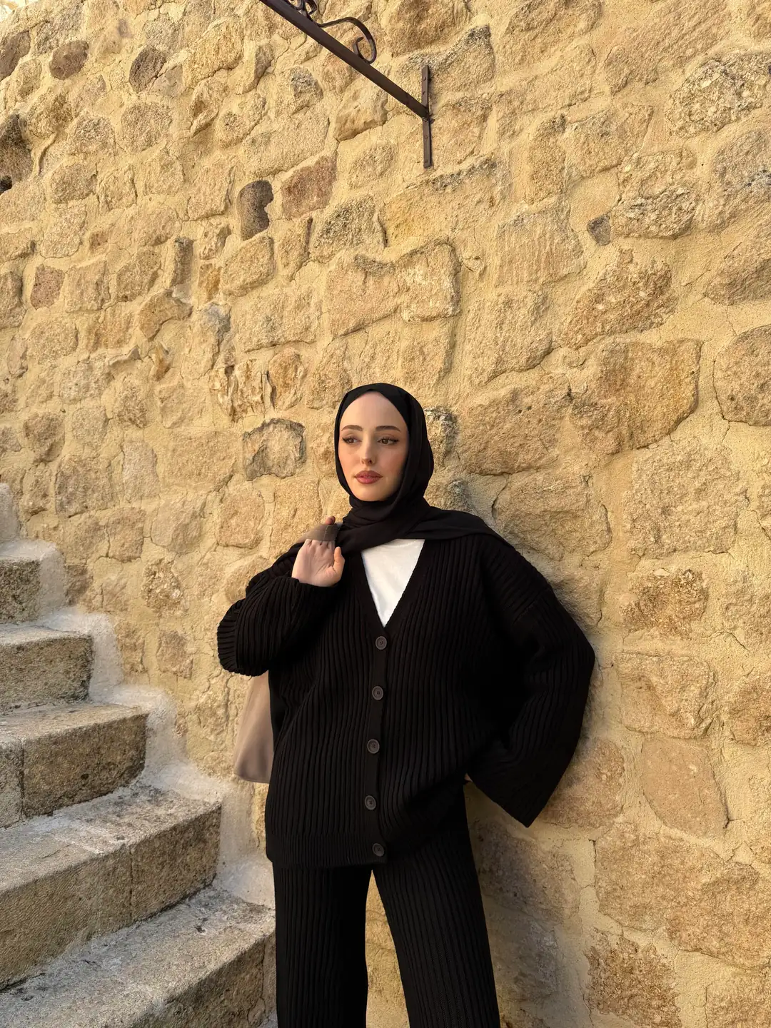 Fitilli Triko Takım Siyah - Görsel 5