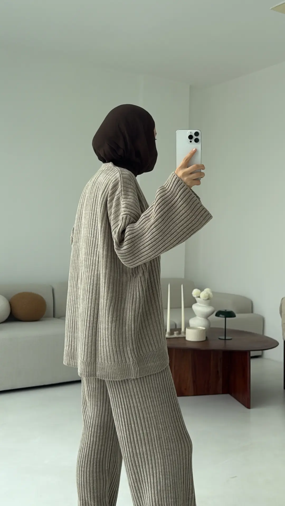 Fitilli Triko Takım Vizon - Görsel 3