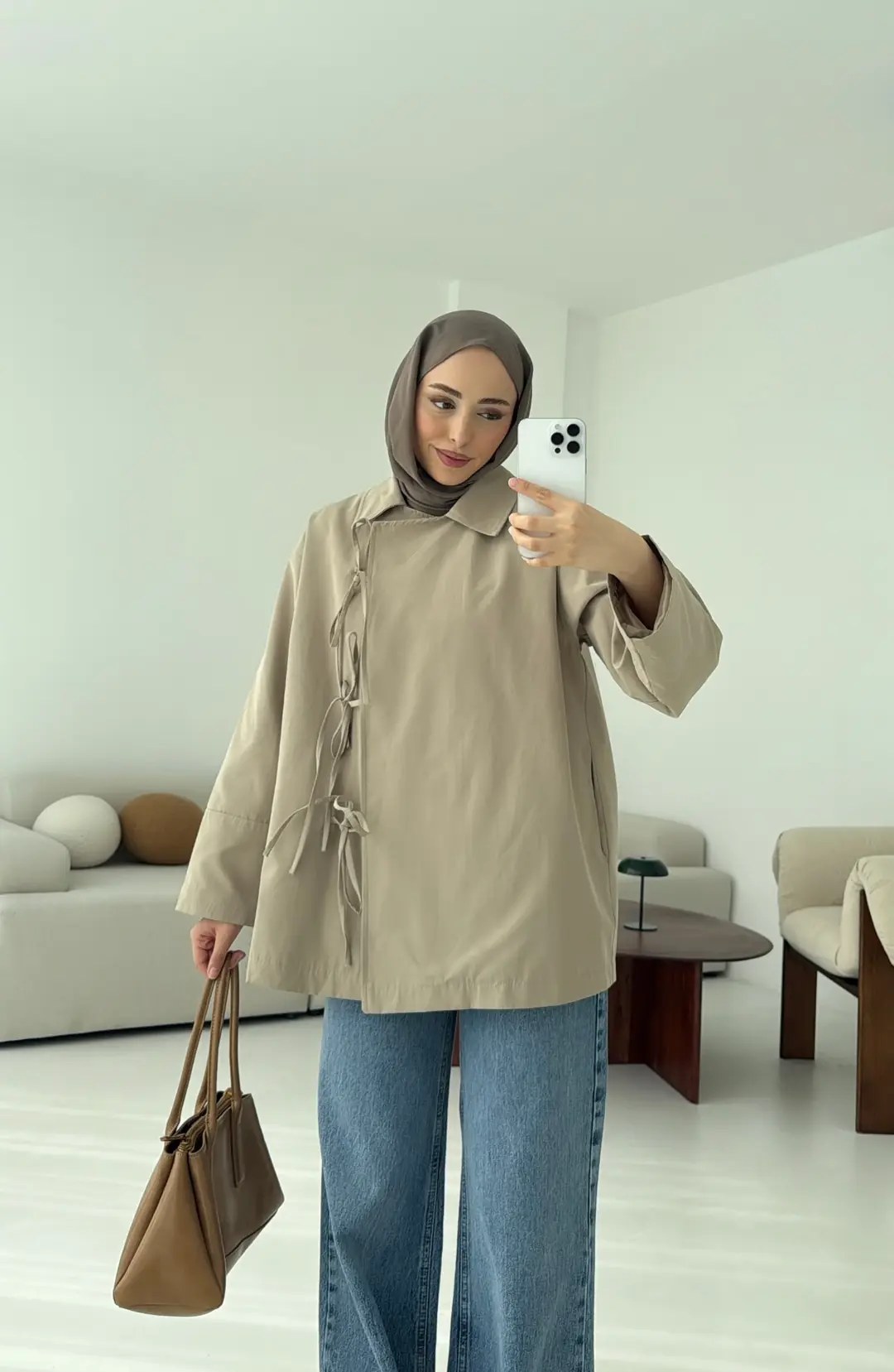 Fiyonk Detay Trençkot Bej - Görsel 2