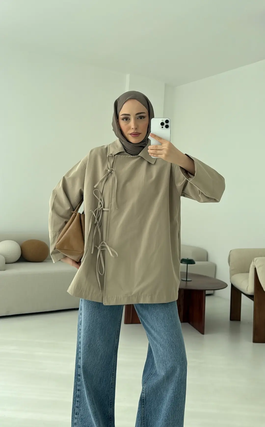 Fiyonk Detay Trençkot Bej - Görsel 4