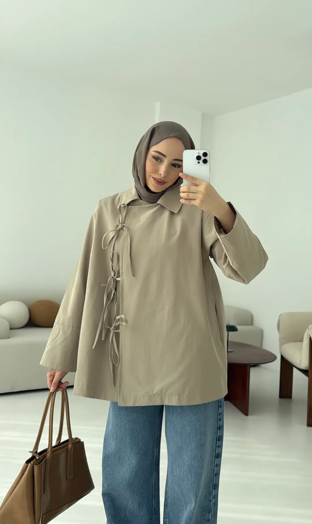 Fiyonk Detay Trençkot Bej - Görsel 7