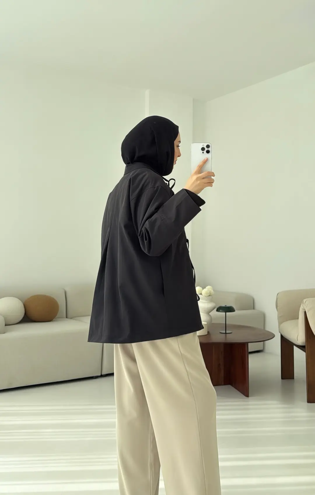 Fiyonk Detay Trençkot Siyah - Görsel 3