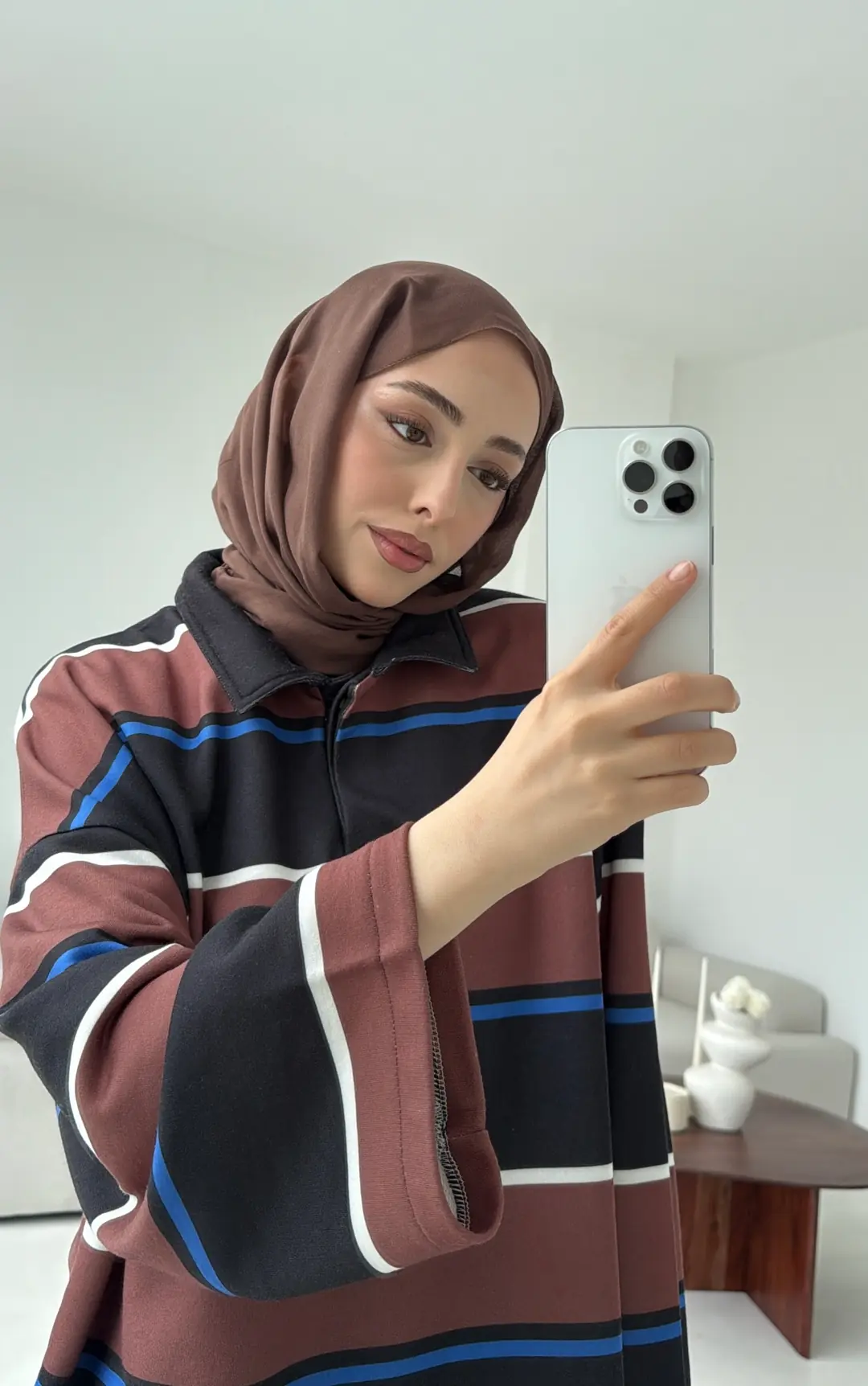 Fleece Polo Yaka Sweatshirt Kahve - Görsel 6