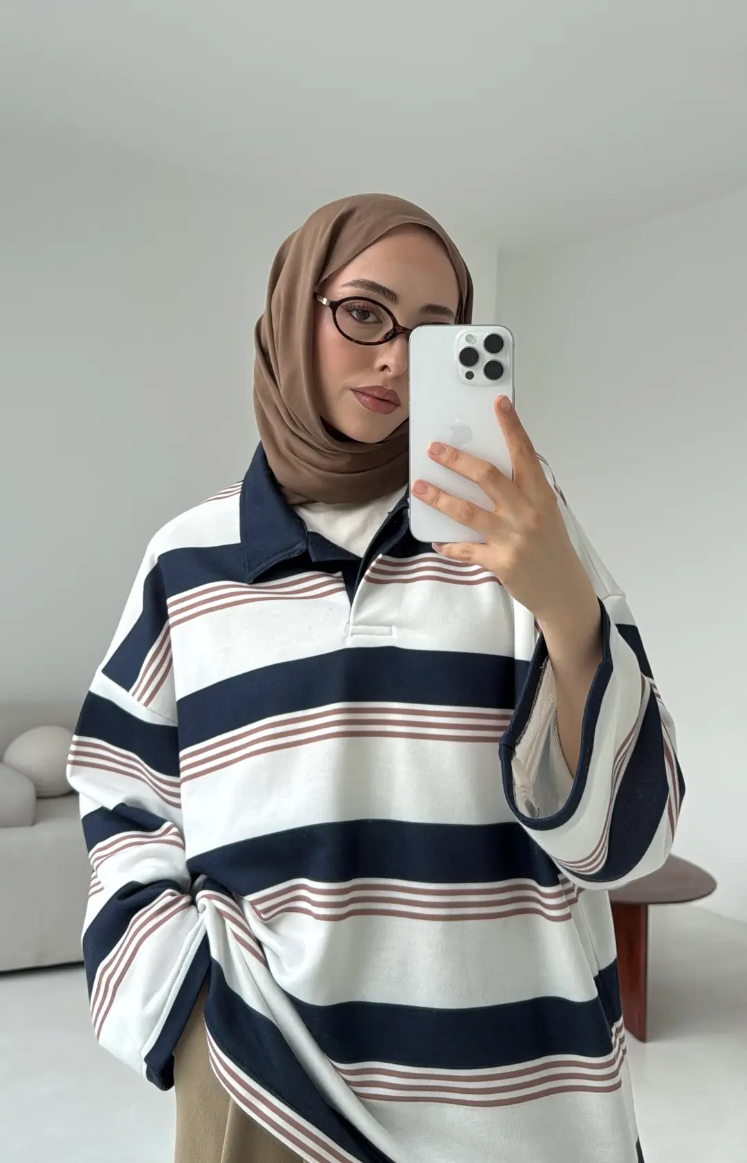 Fleece Polo Yaka Sweatshirt Lacivert - Görsel 4