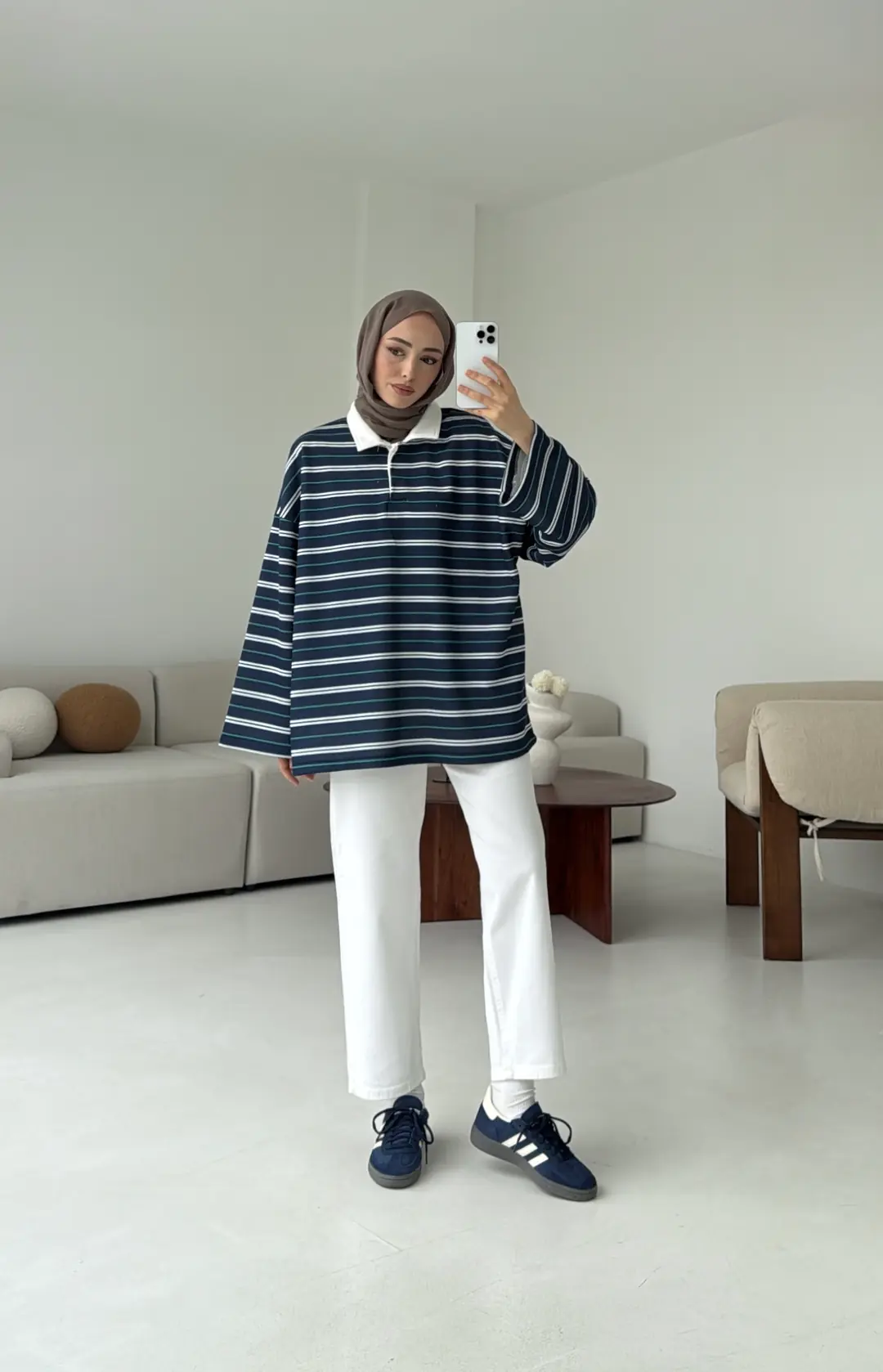 Fleece Polo Yaka Sweatshirt Yeşil - Görsel 3