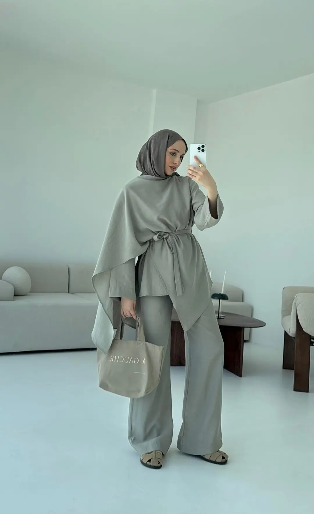 Fular Detay Tunik Takım Haki - Görsel 2