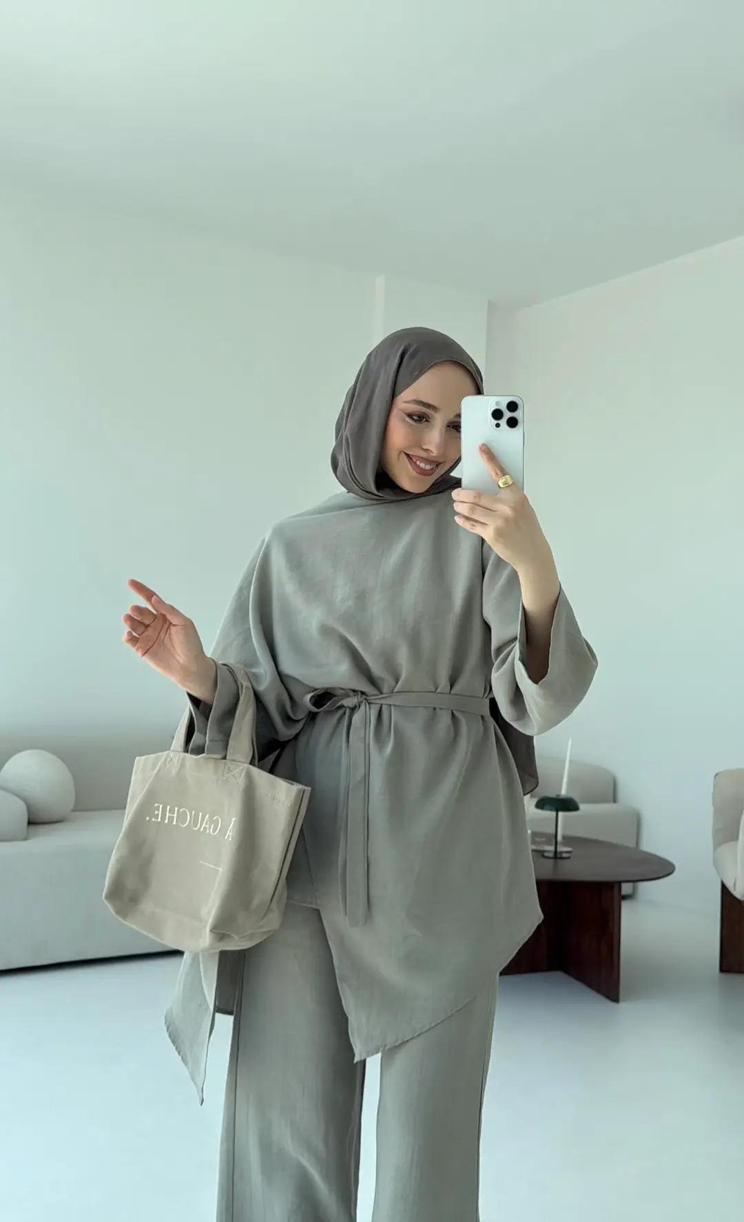 Fular Detay Tunik Takım Haki - Görsel 3