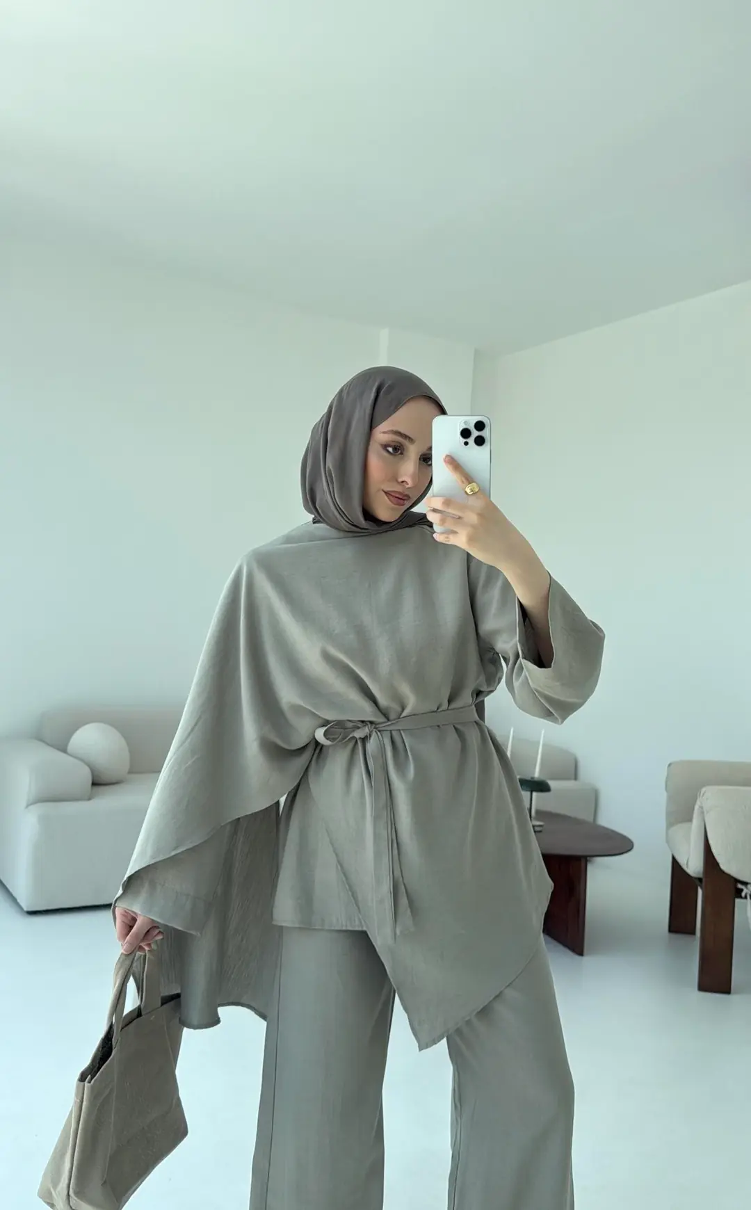 Fular Detay Tunik Takım Haki - Görsel 4