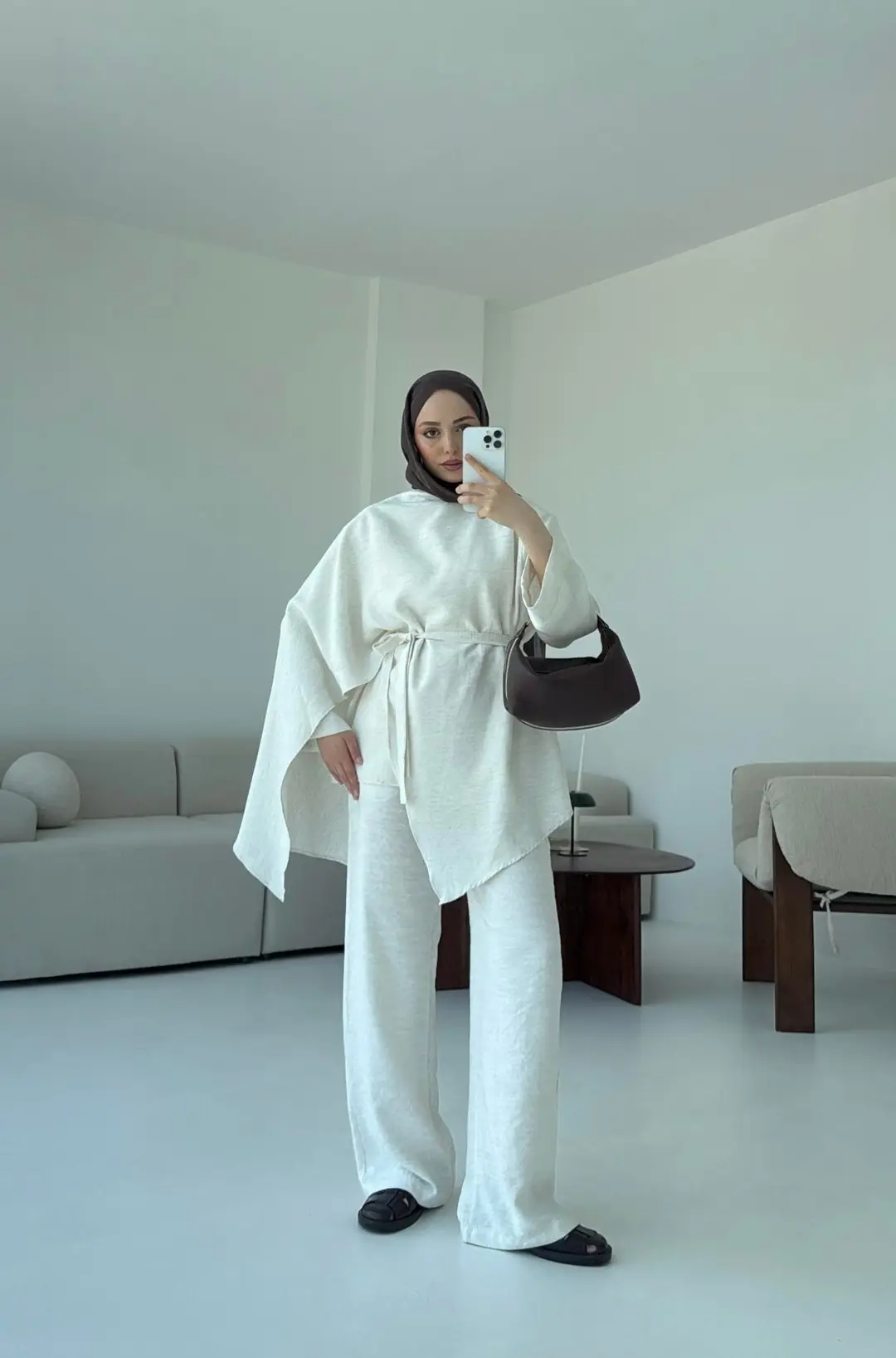 Fular Detay Tunik Takım Natural - Görsel 3