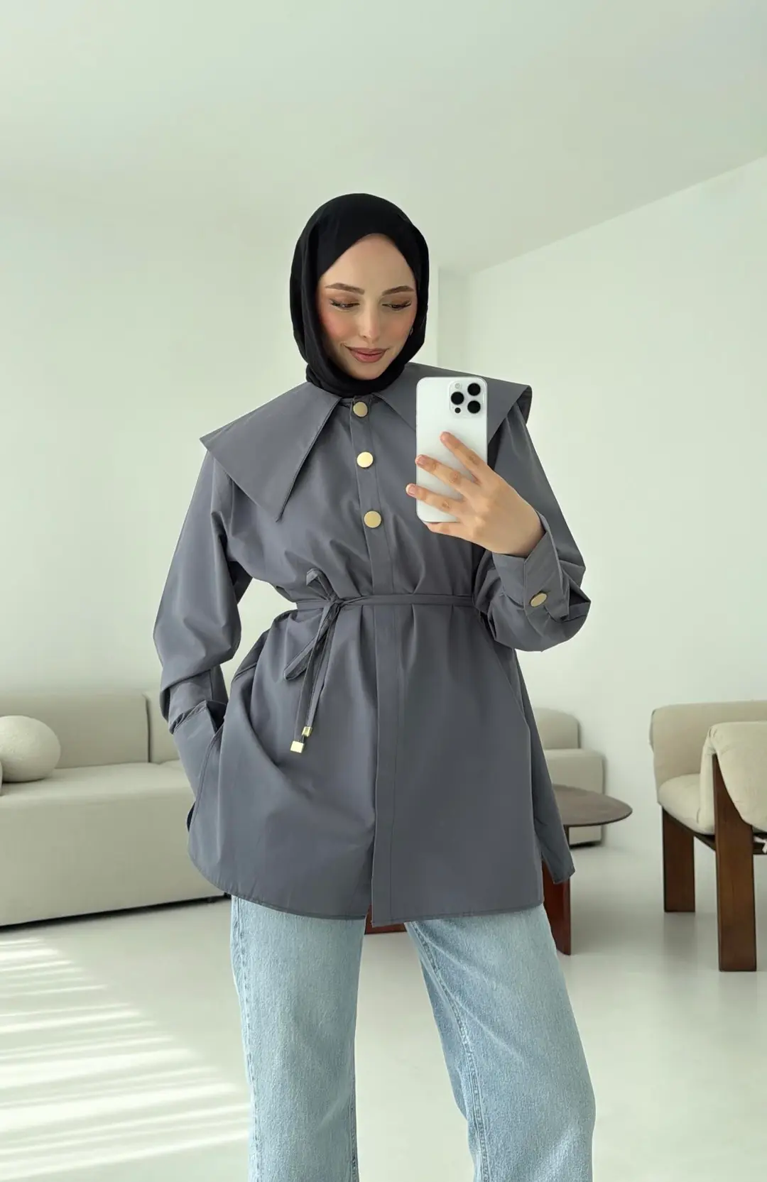 Füme Bebe Yaka Gömlek