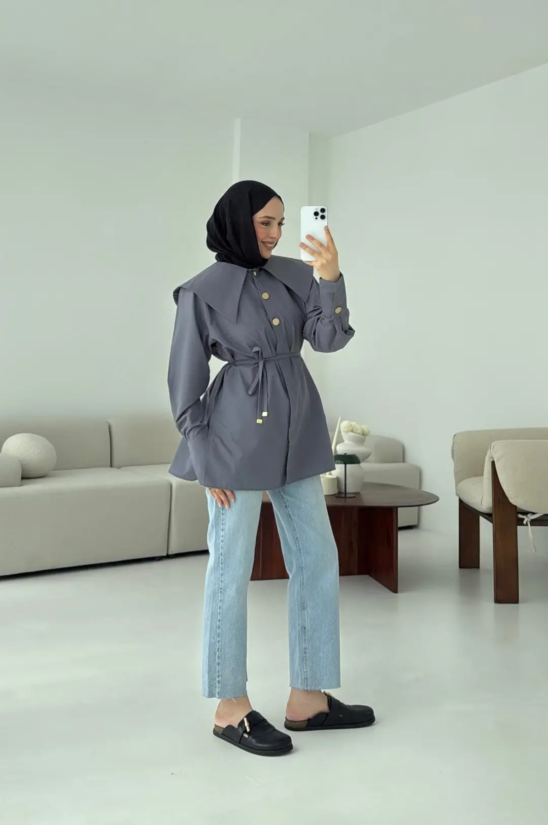 Füme Bebe Yaka Gömlek - Görsel 2