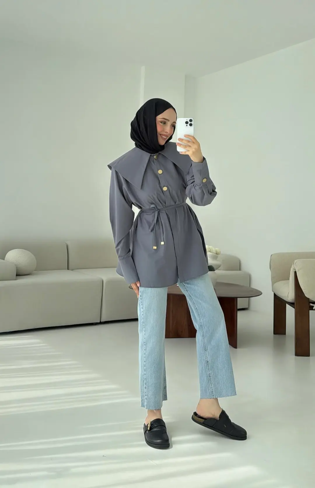 Füme Bebe Yaka Gömlek - Görsel 4