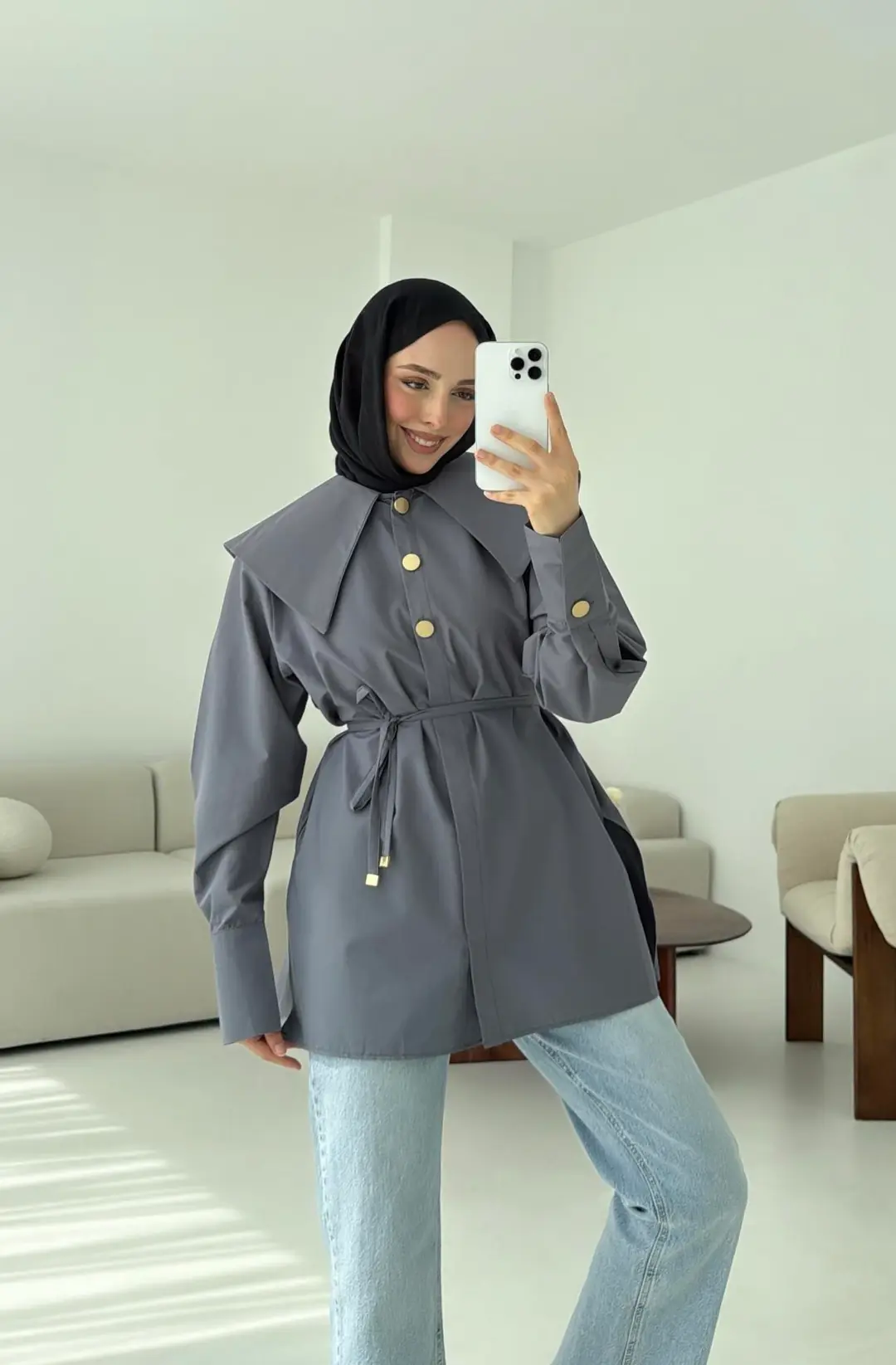 Füme Bebe Yaka Gömlek - Görsel 5