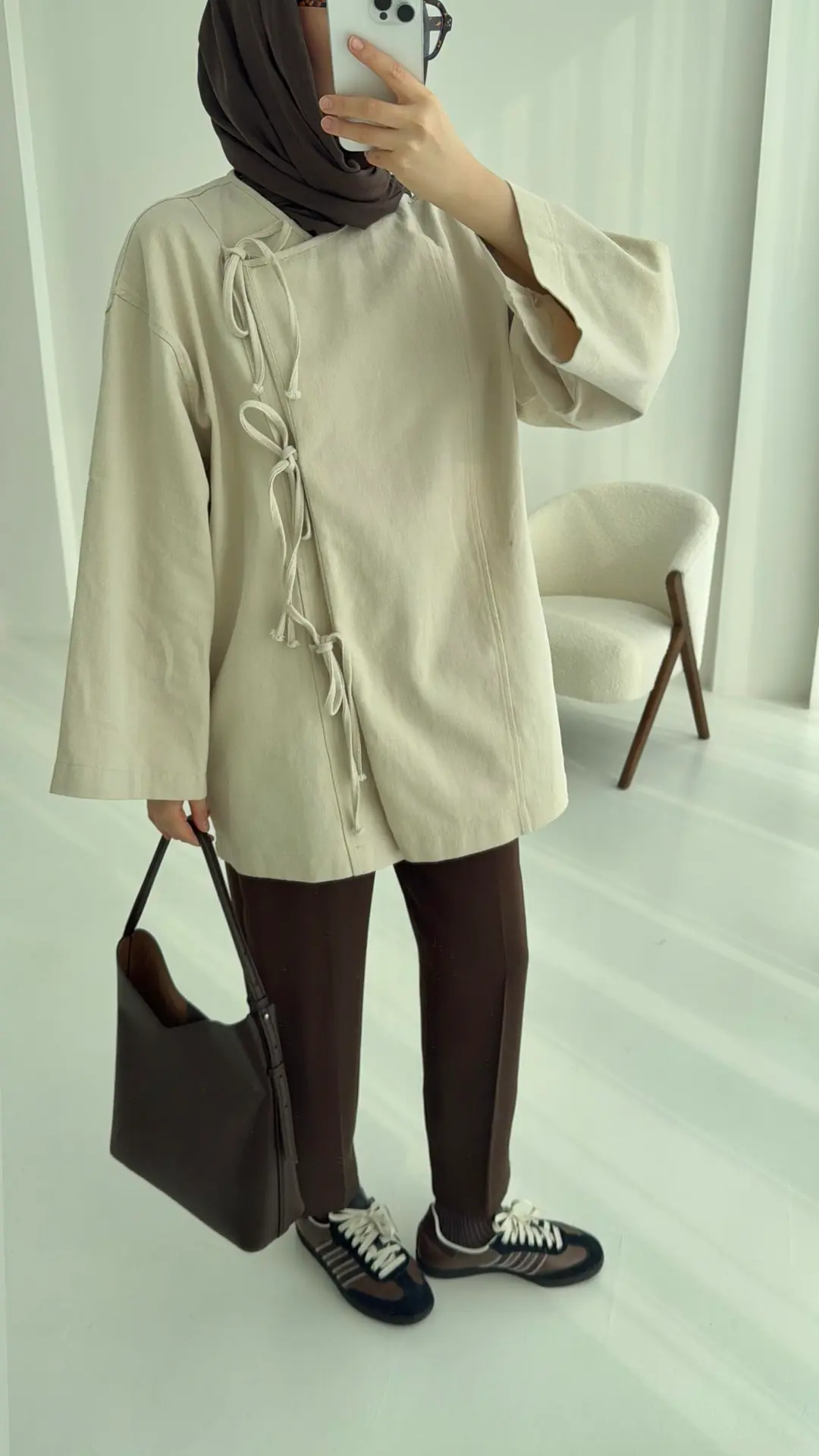 Gabardin Baglamalı Ceket/Kimono Taş - Görsel 4