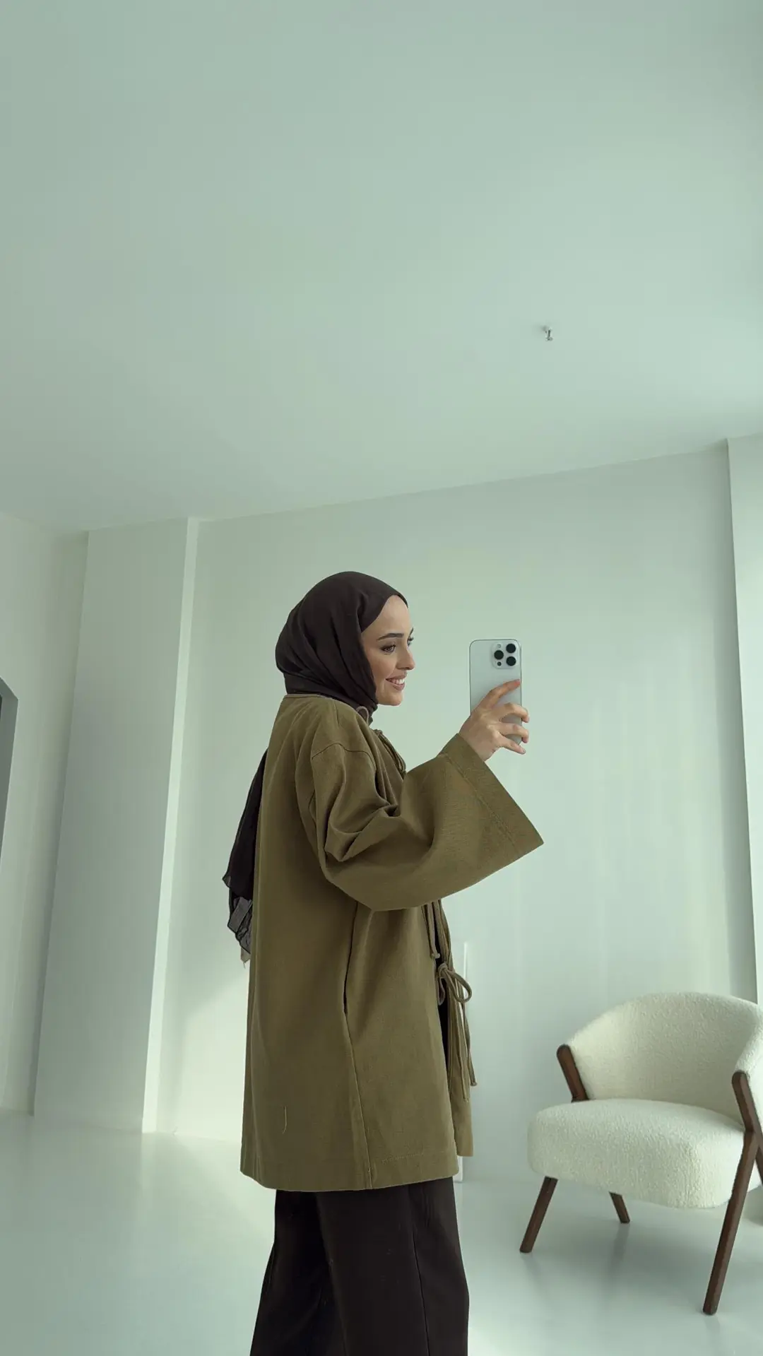 Gabardin Baglamalı Ceket/Kimono Olive - Görsel 3