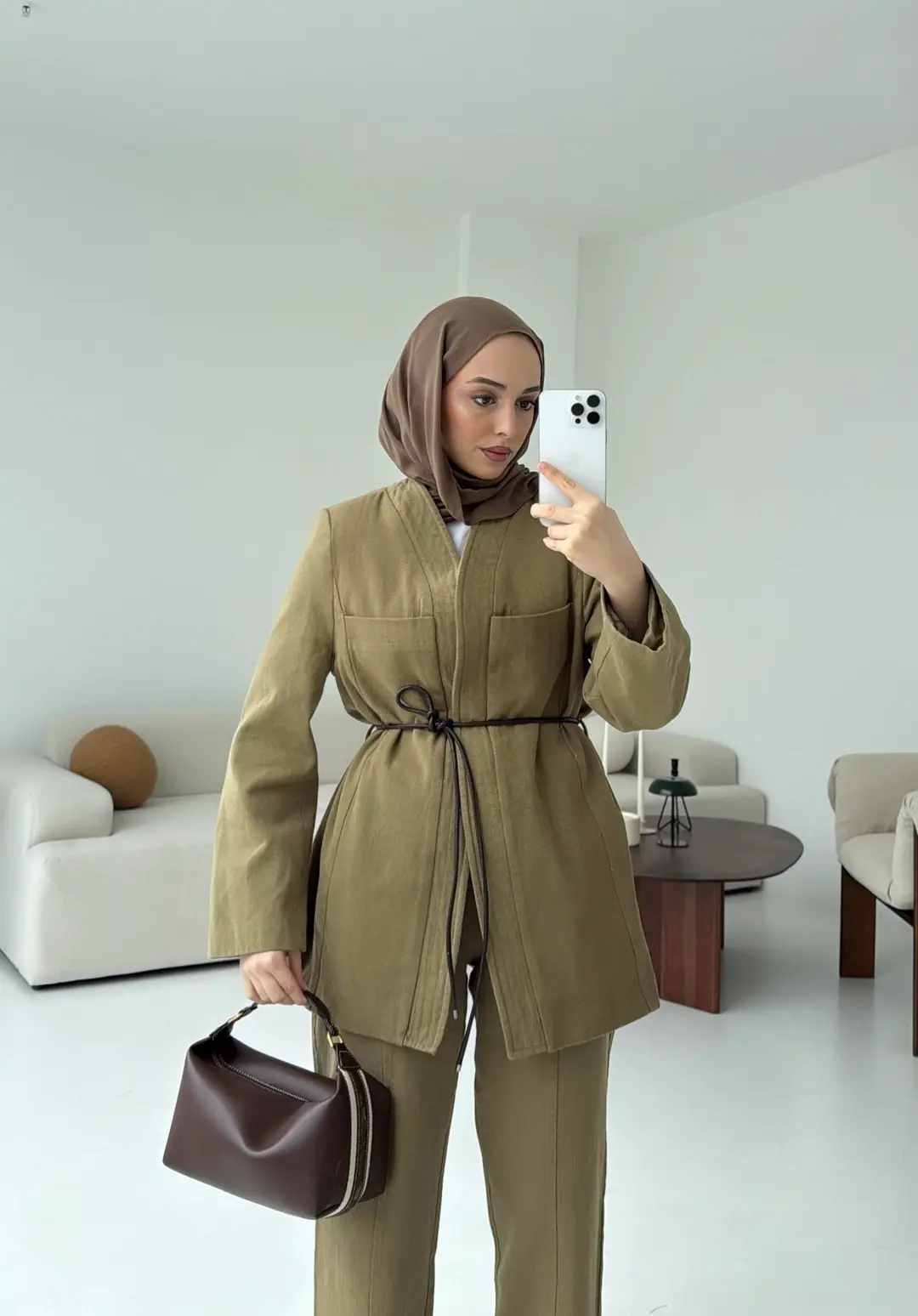 Gabardin Kemerli Takım Haki - Görsel 2