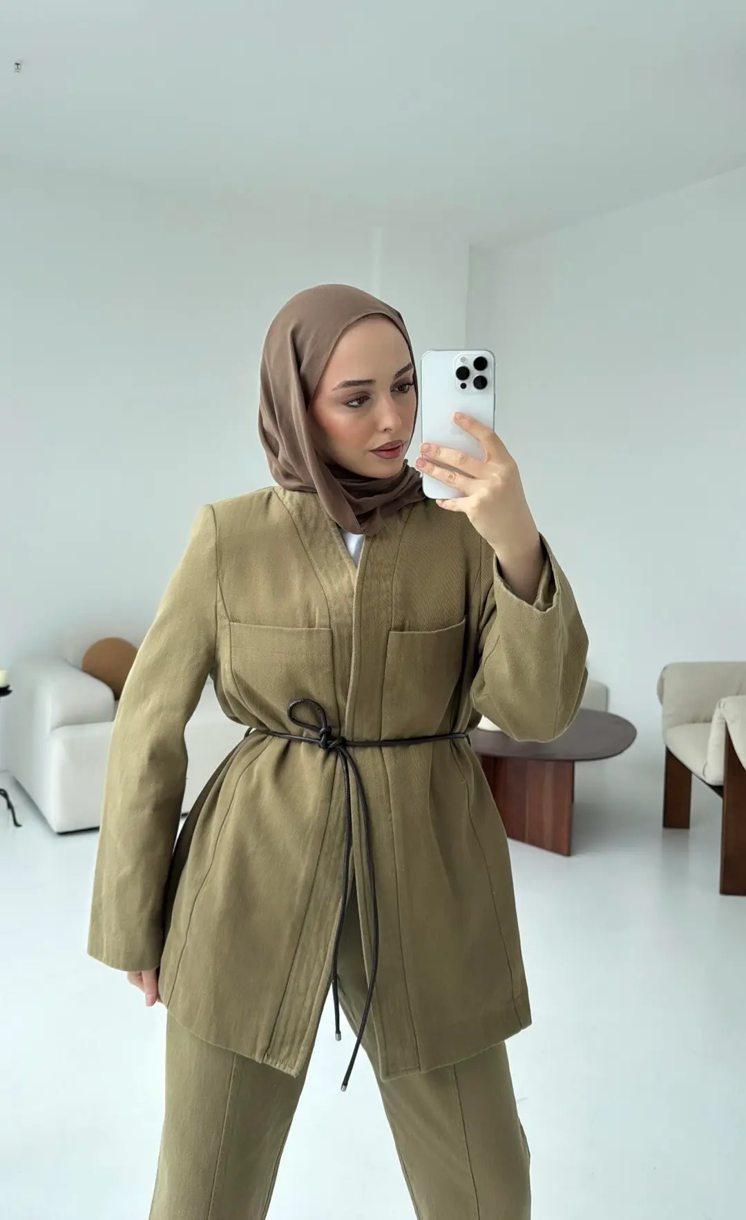 Gabardin Kemerli Takım Haki - Görsel 3