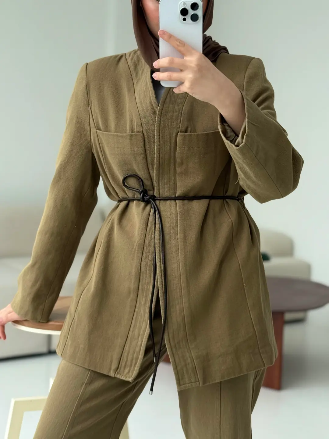 Gabardin Kemerli Takım Haki - Görsel 6