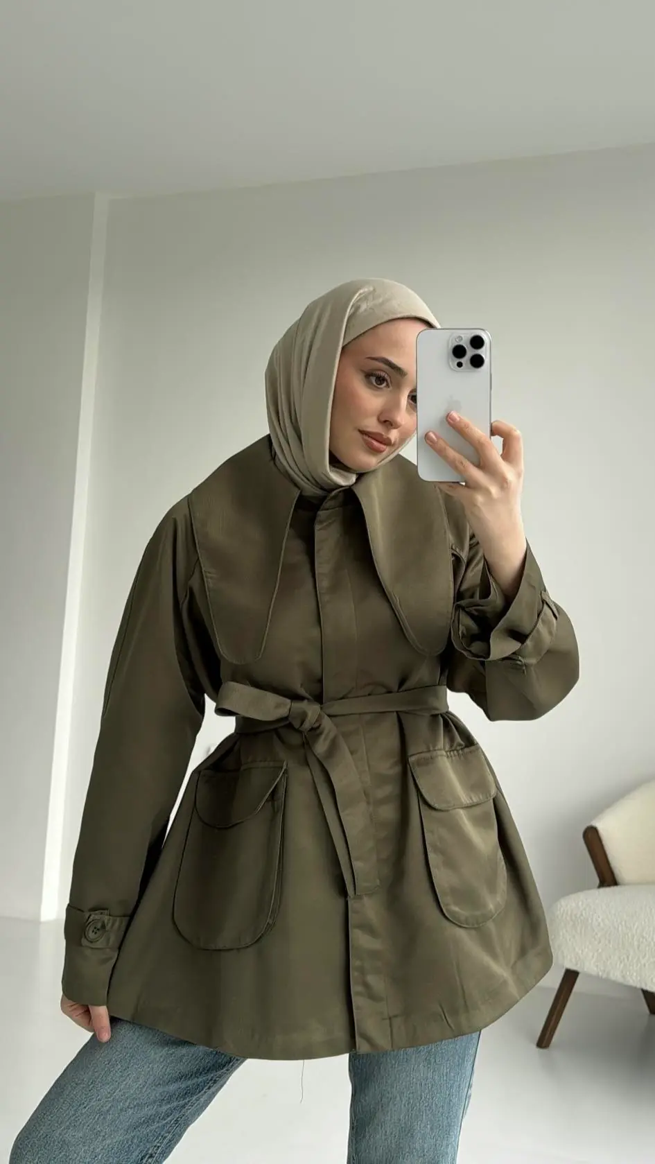 Astarlı Haki Trençkot