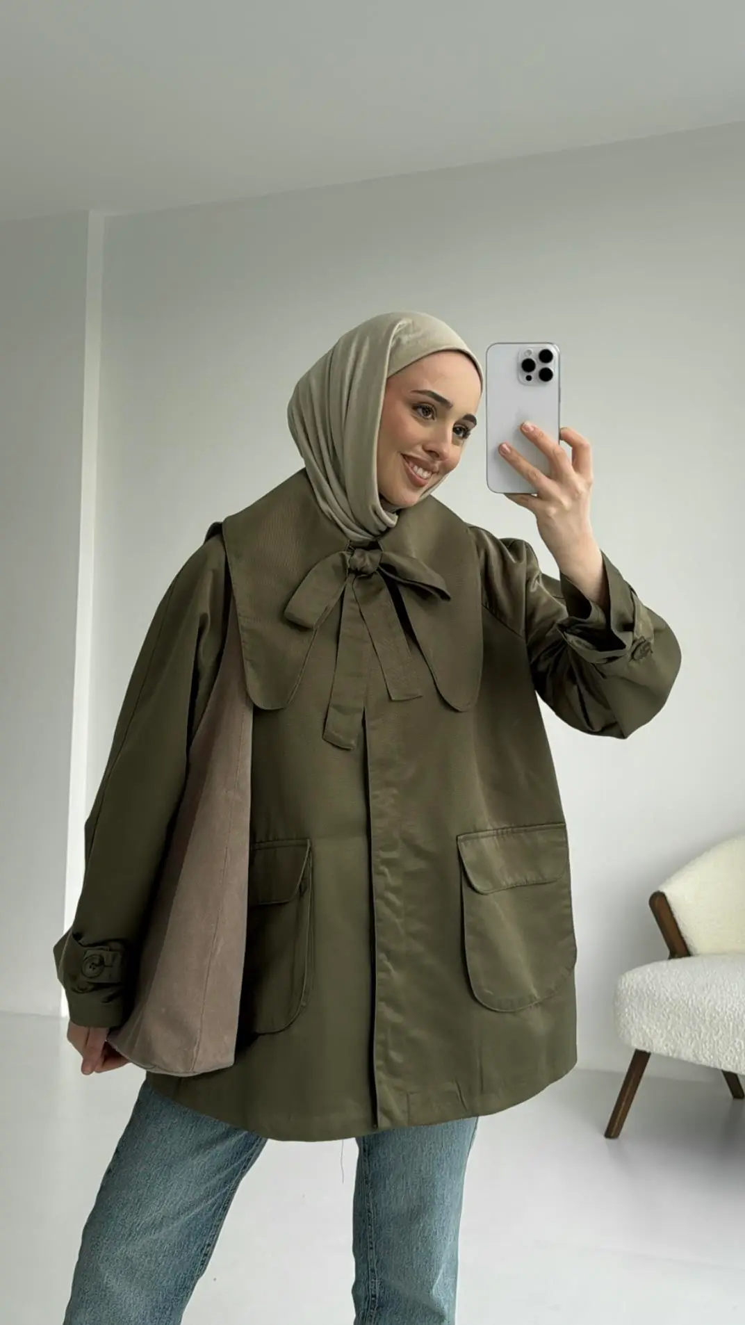 Astarlı Haki Trençkot - Görsel 6