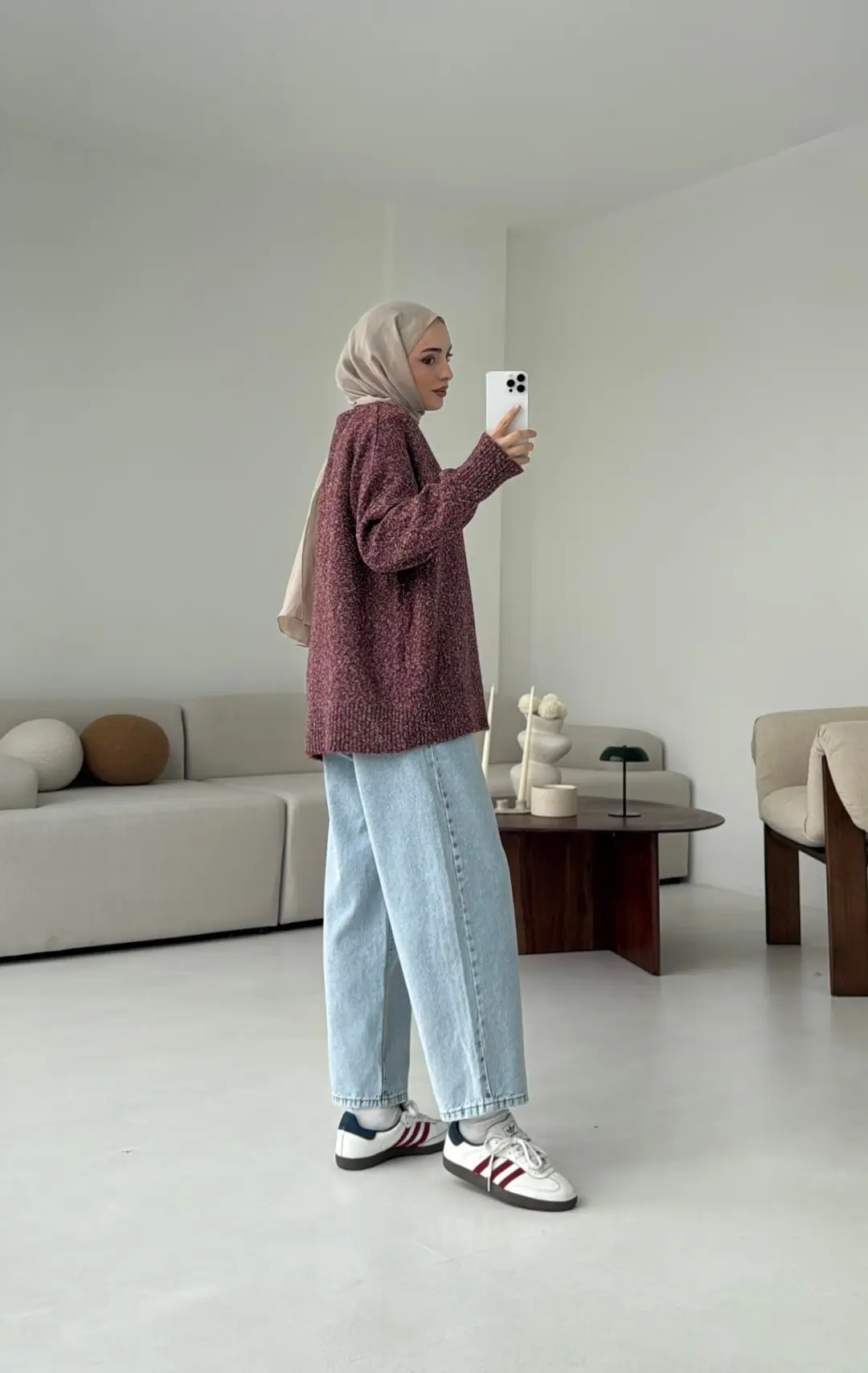 Geçişli Triko Kazak Bordo - Görsel 3