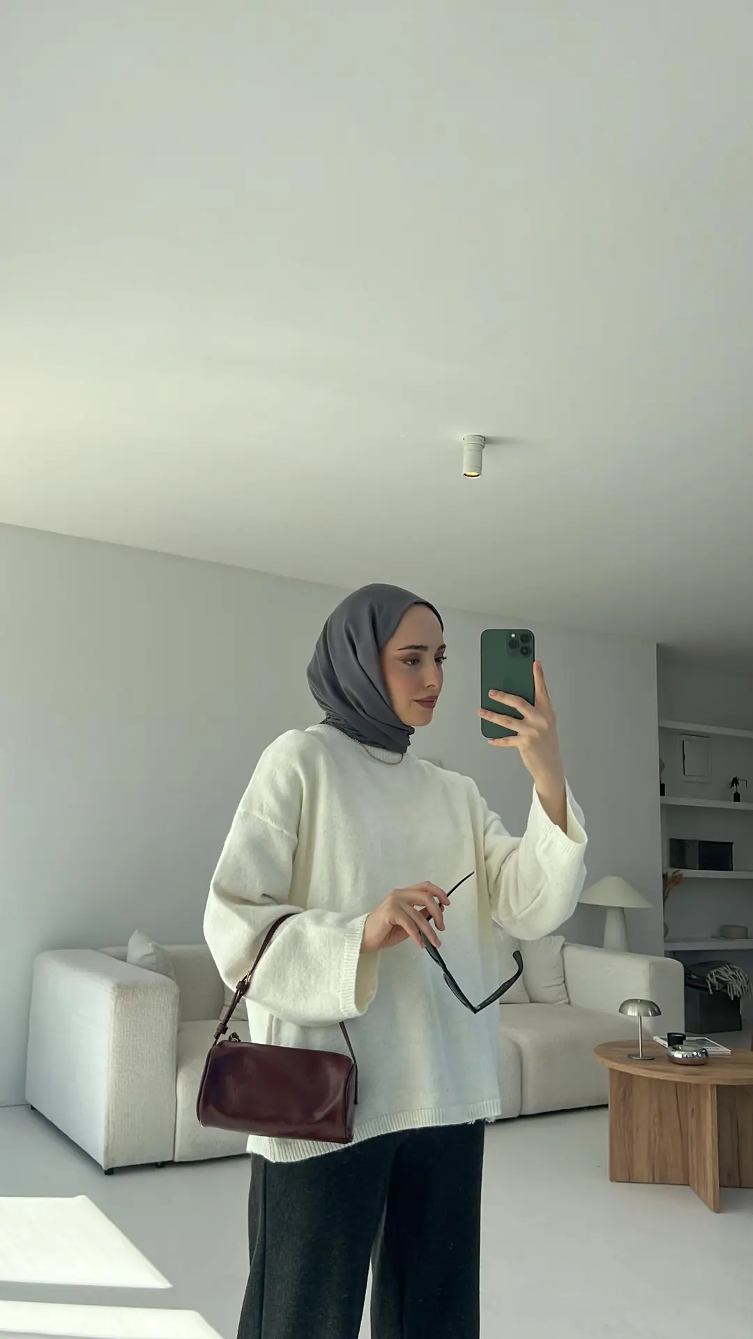 Geniş Kol Basıc Kazak Ekru - Görsel 2