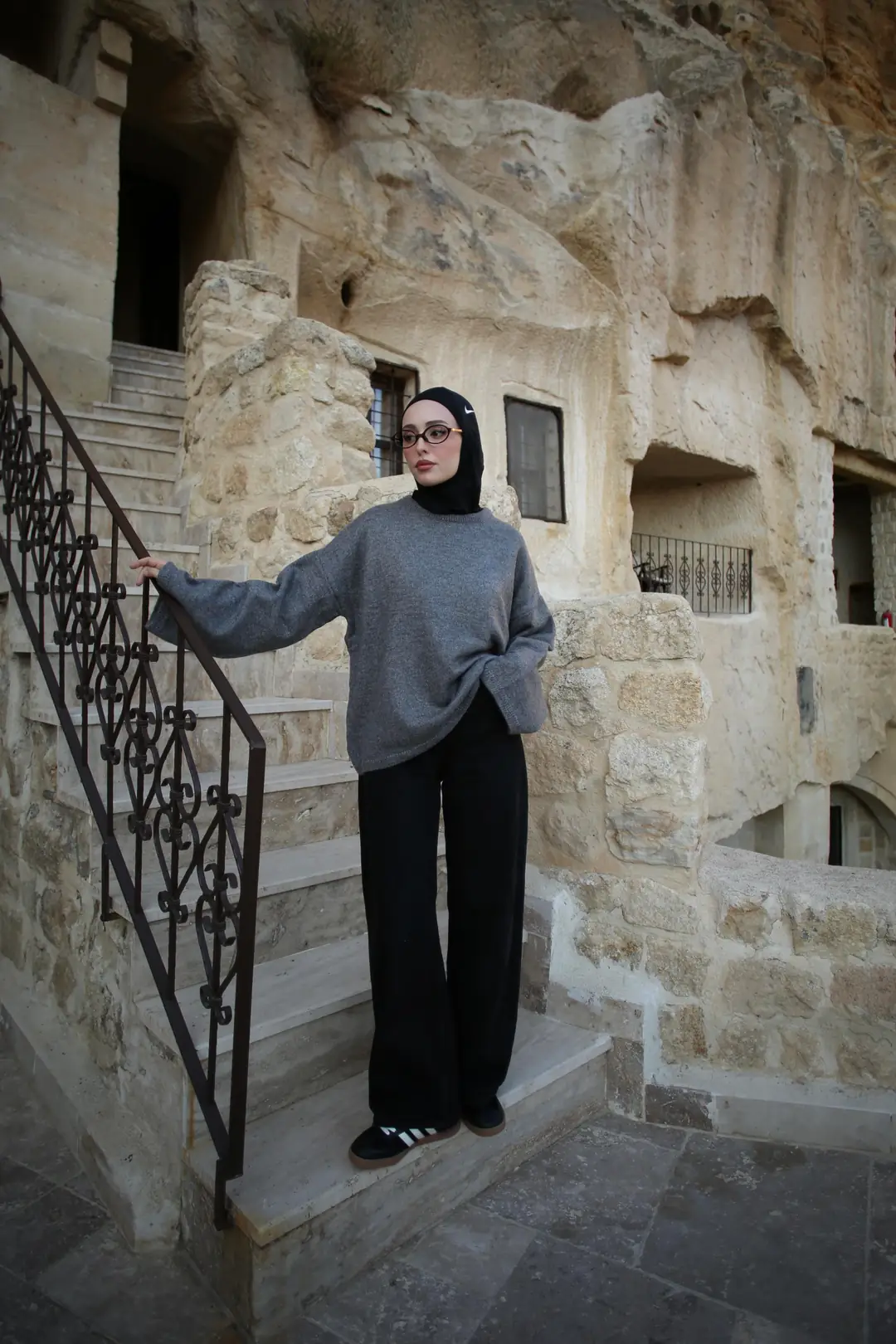 Geniş Kol Basıc Kazak Gri - Görsel 2