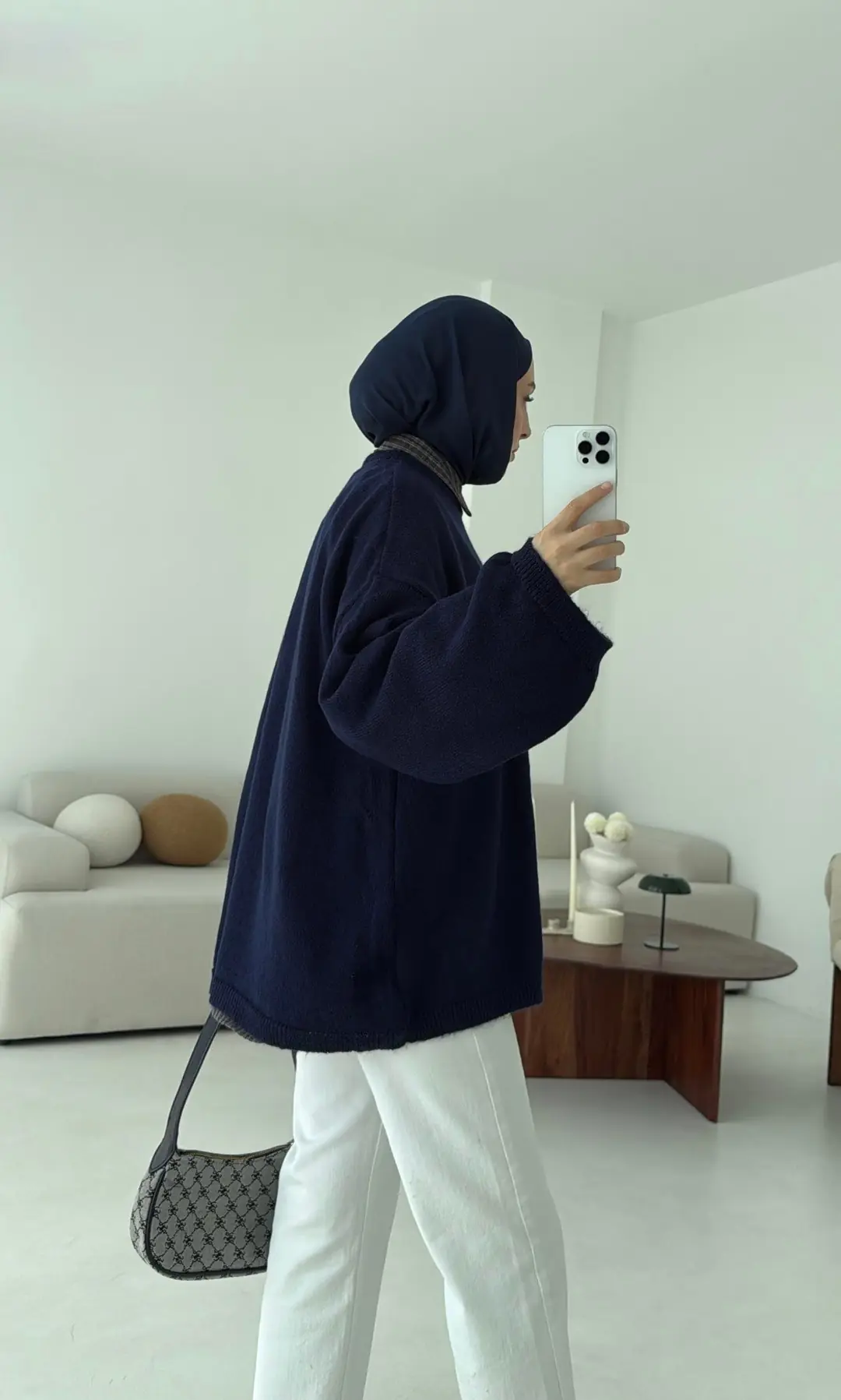 Geniş Kol Basıc Kazak Lacivert - Görsel 2