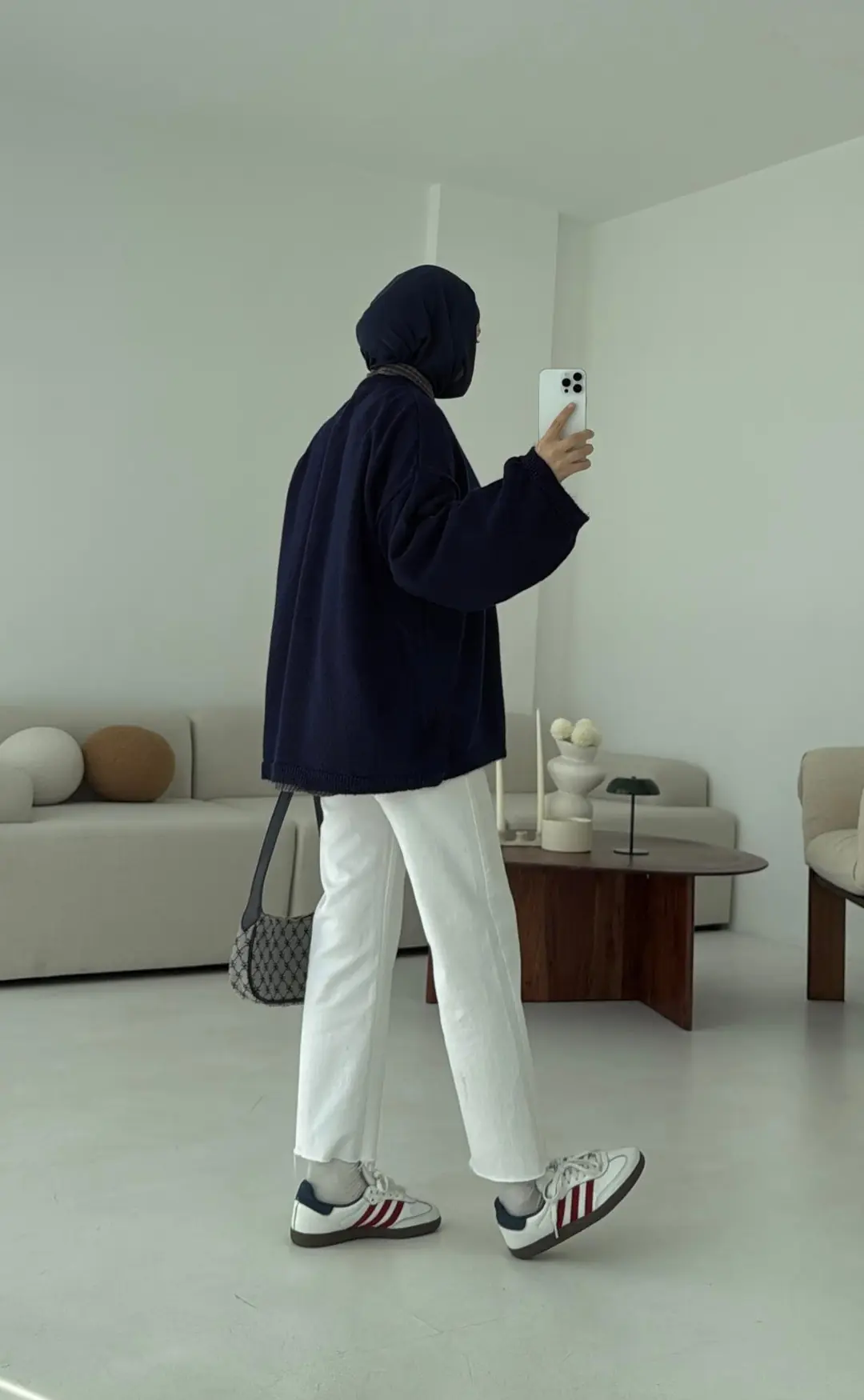 Geniş Kol Basıc Kazak Lacivert - Görsel 5