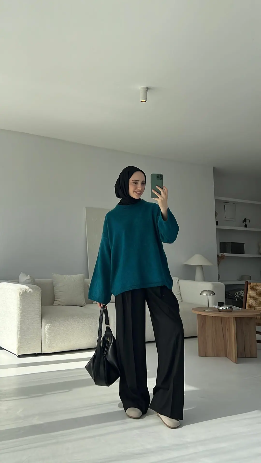 Geniş Kol Basıc Kazak Petrol