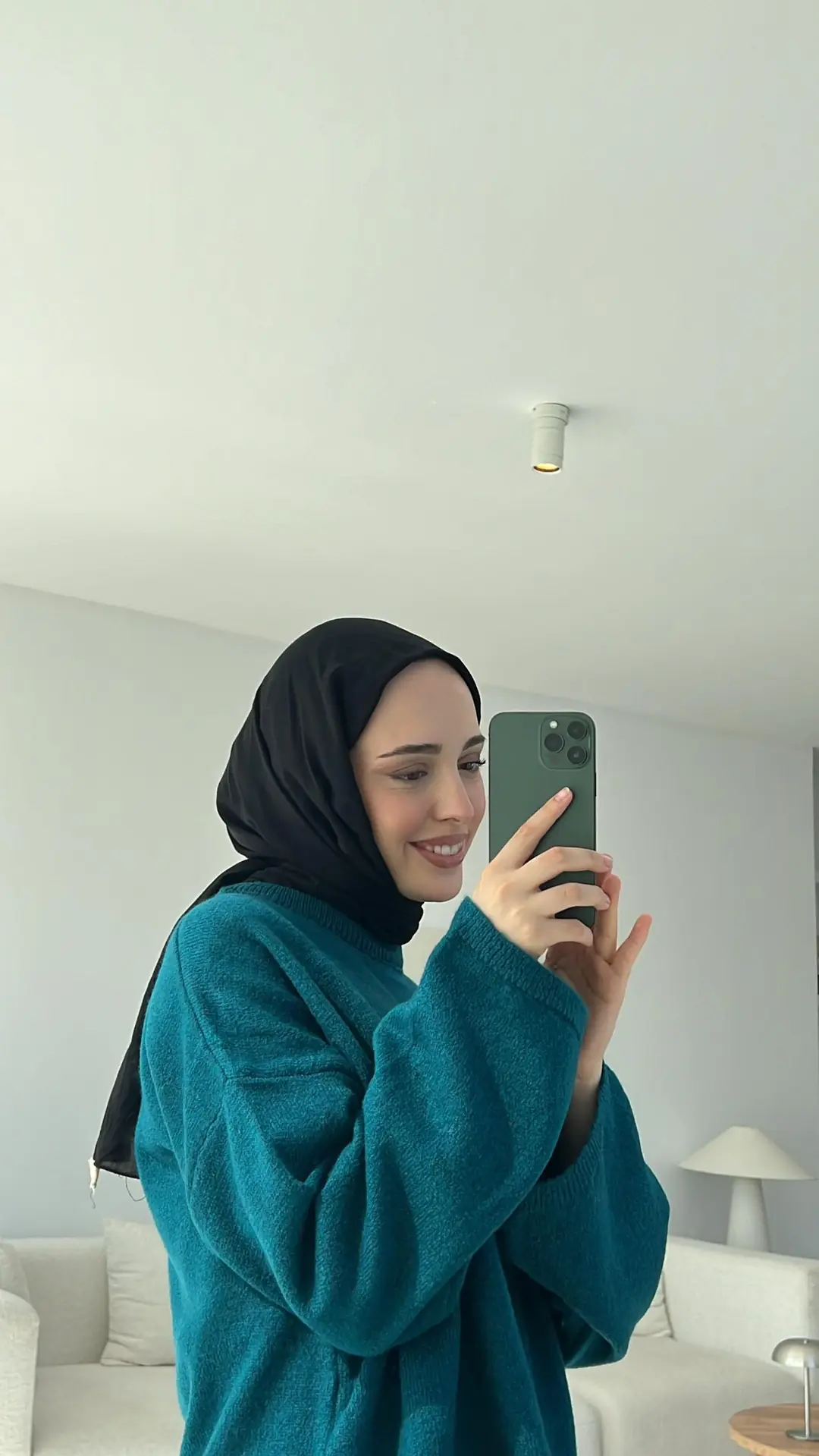 Geniş Kol Basıc Kazak Petrol - Görsel 3