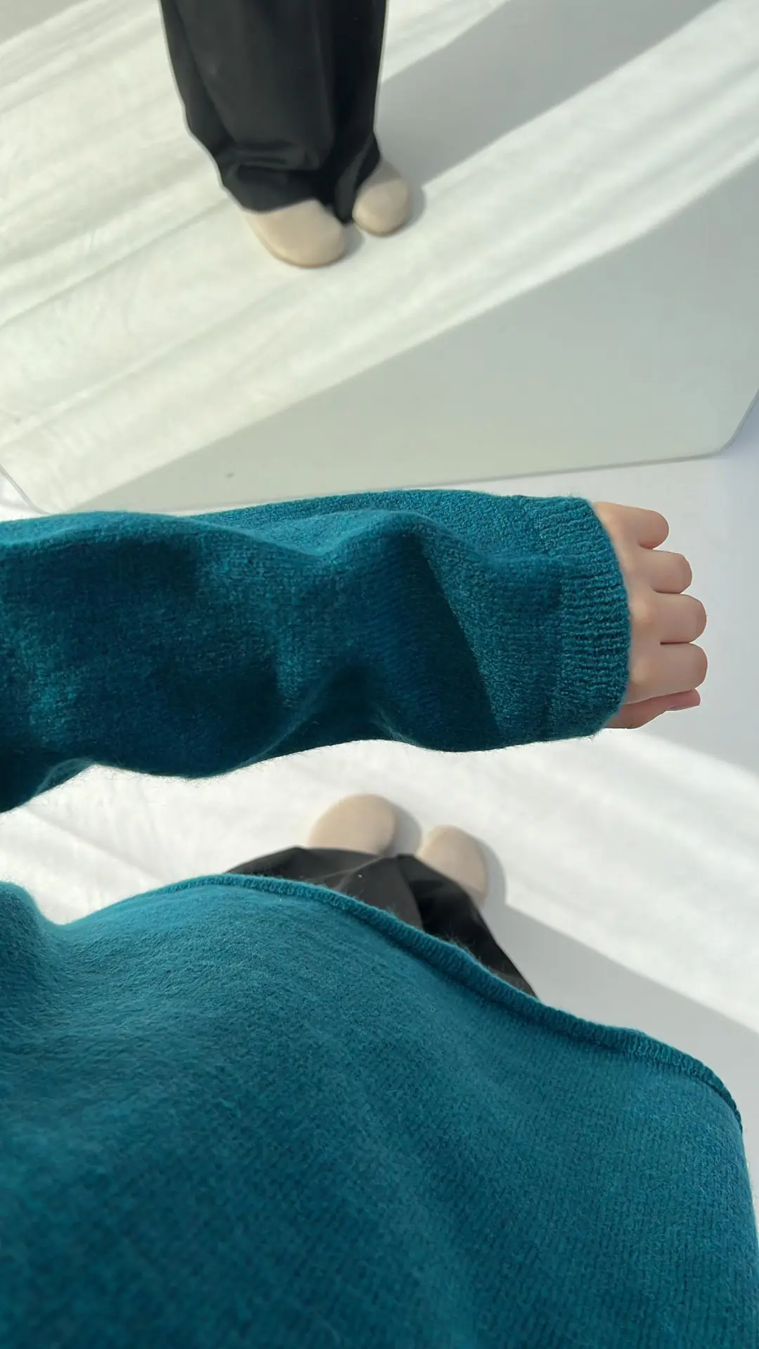 Geniş Kol Basıc Kazak Petrol - Görsel 4