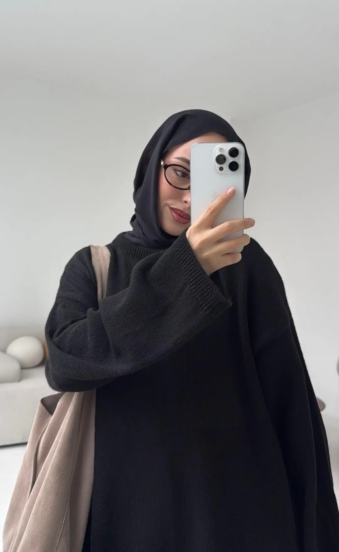 Geniş Kol Basıc Kazak Siyah - Görsel 3