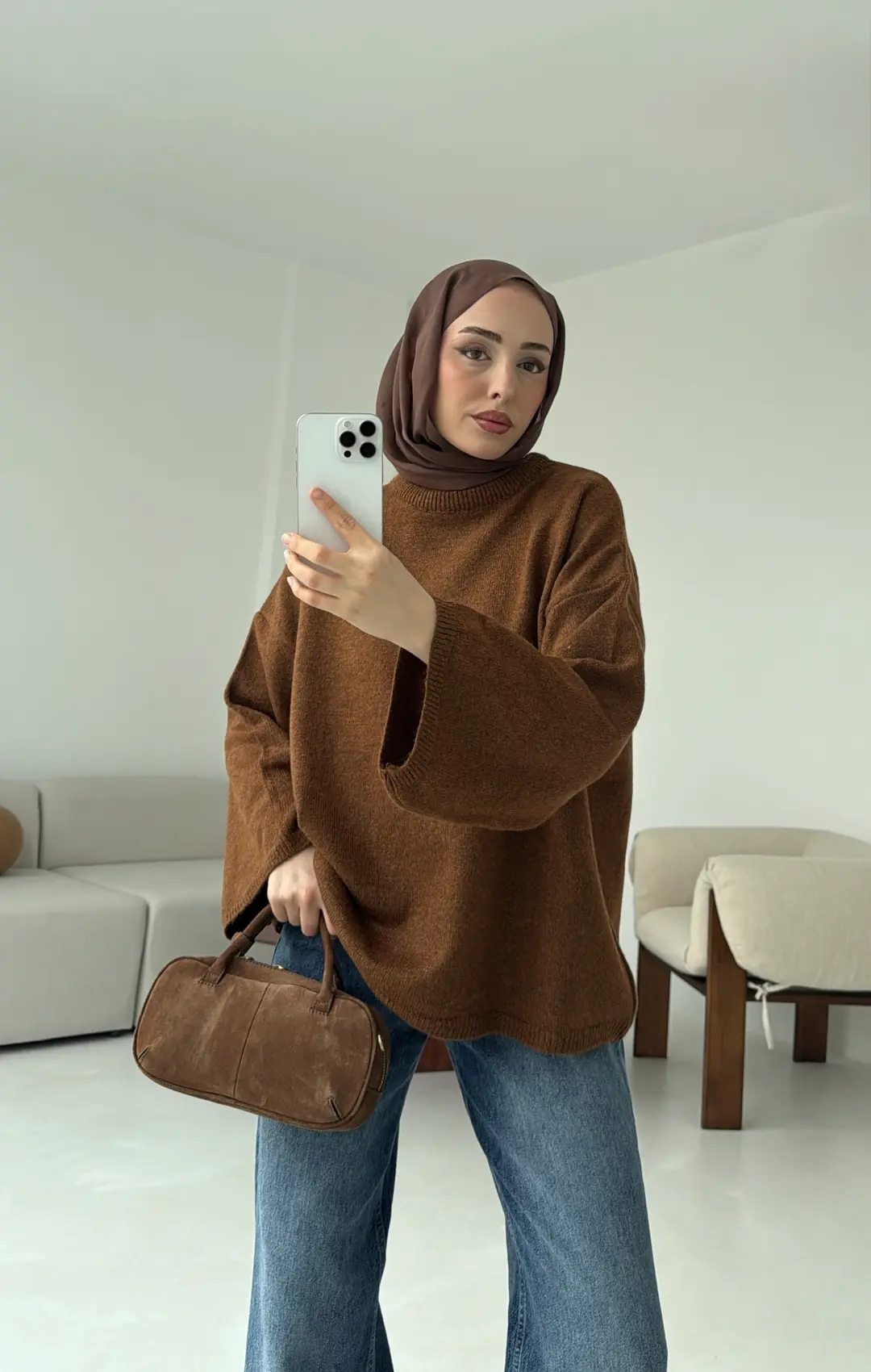 Geniş Kol Basıc Kazak Tarcın - Görsel 2