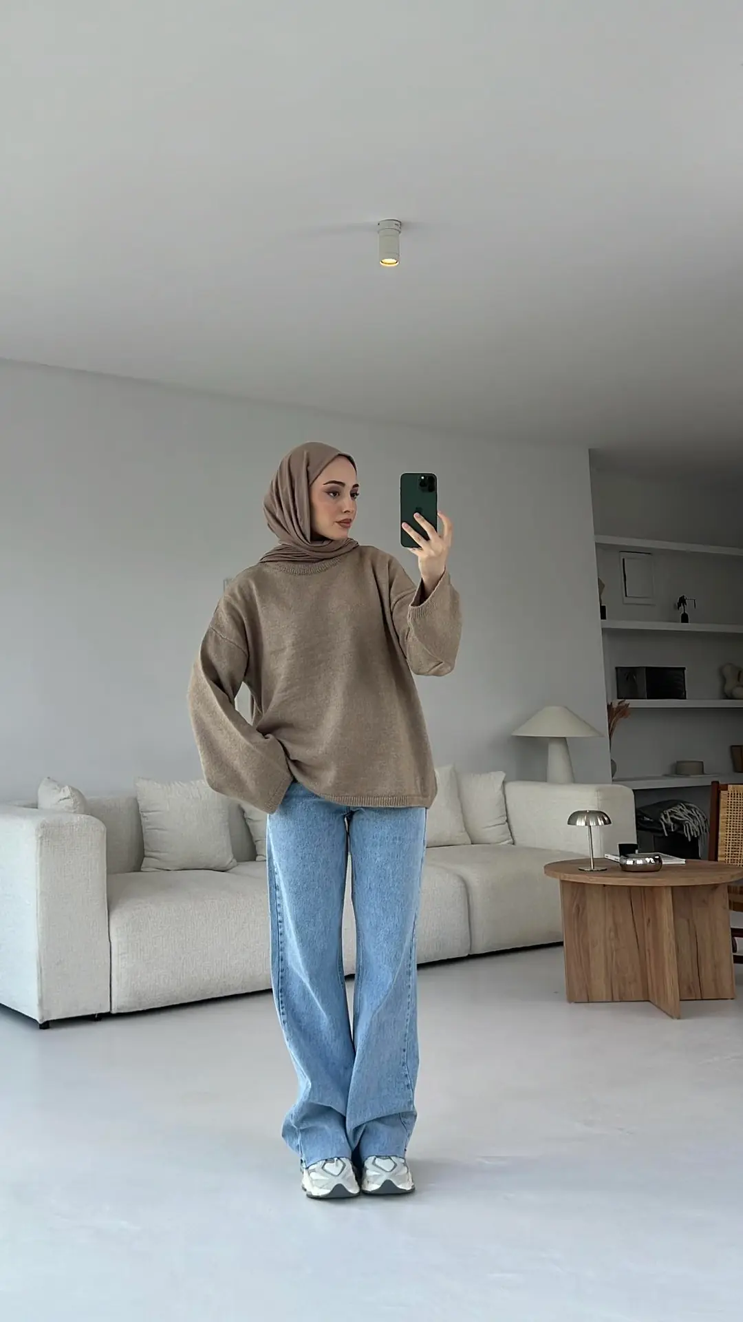 Geniş Kol Basıc Kazak Vizon - Görsel 2