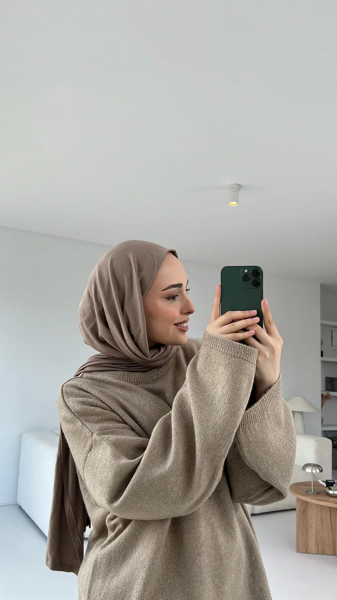 Geniş Kol Basıc Kazak Vizon - Görsel 4