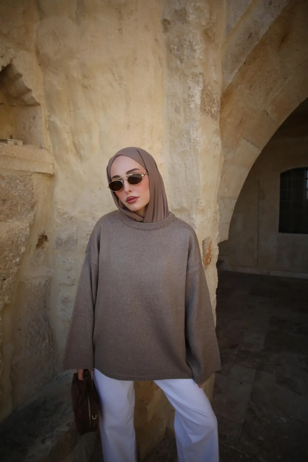 Geniş Kol Basıc Kazak Vizon