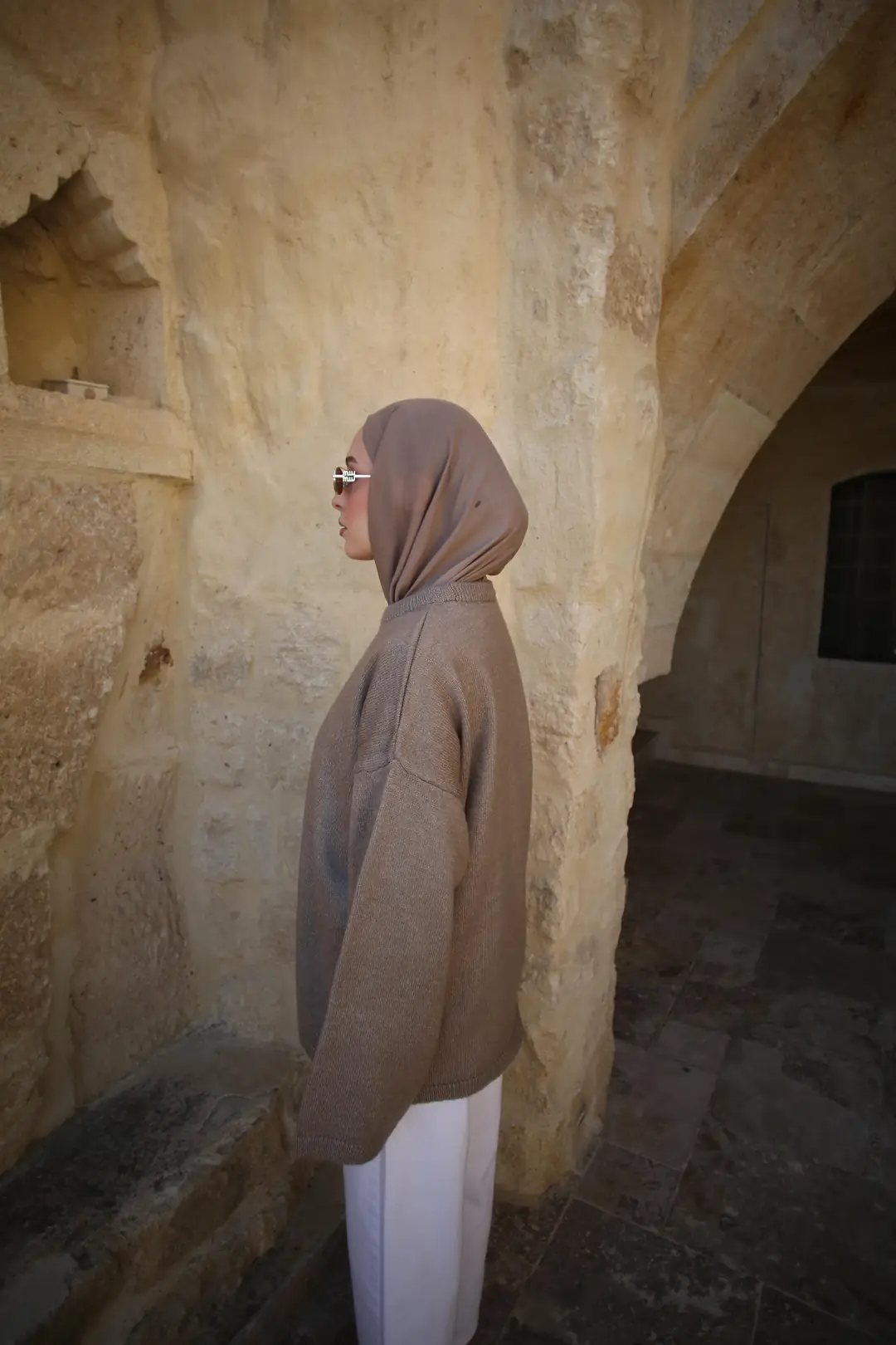 Geniş Kol Basıc Kazak Vizon - Görsel 4