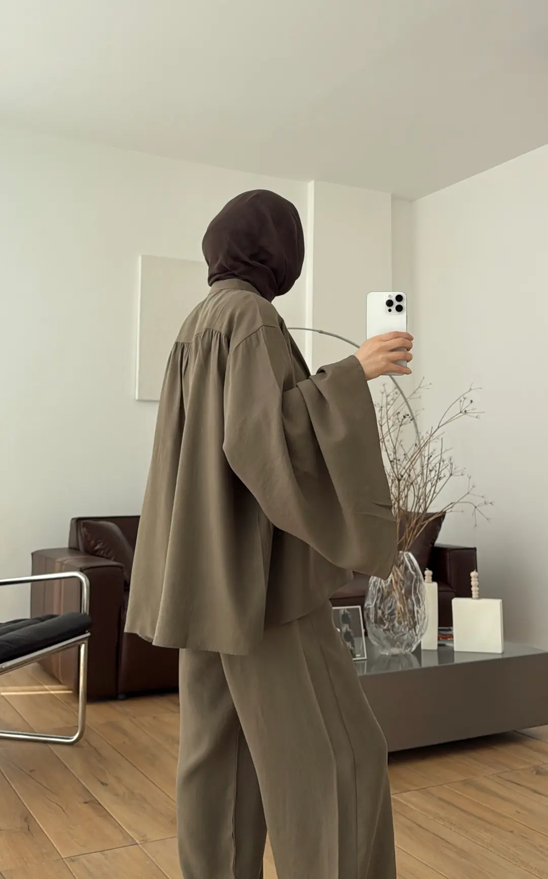 Geniş Kol Büzgülü Takım Haki - Görsel 2