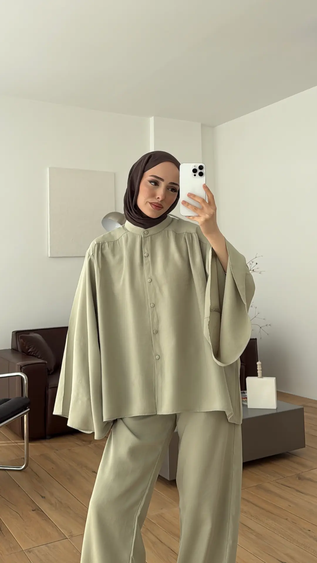 Geniş Kol Büzgülü Takım Mint - Görsel 2