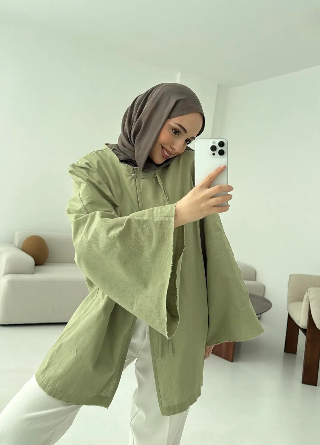 Geniş Kol Kimono Acık Yeşil