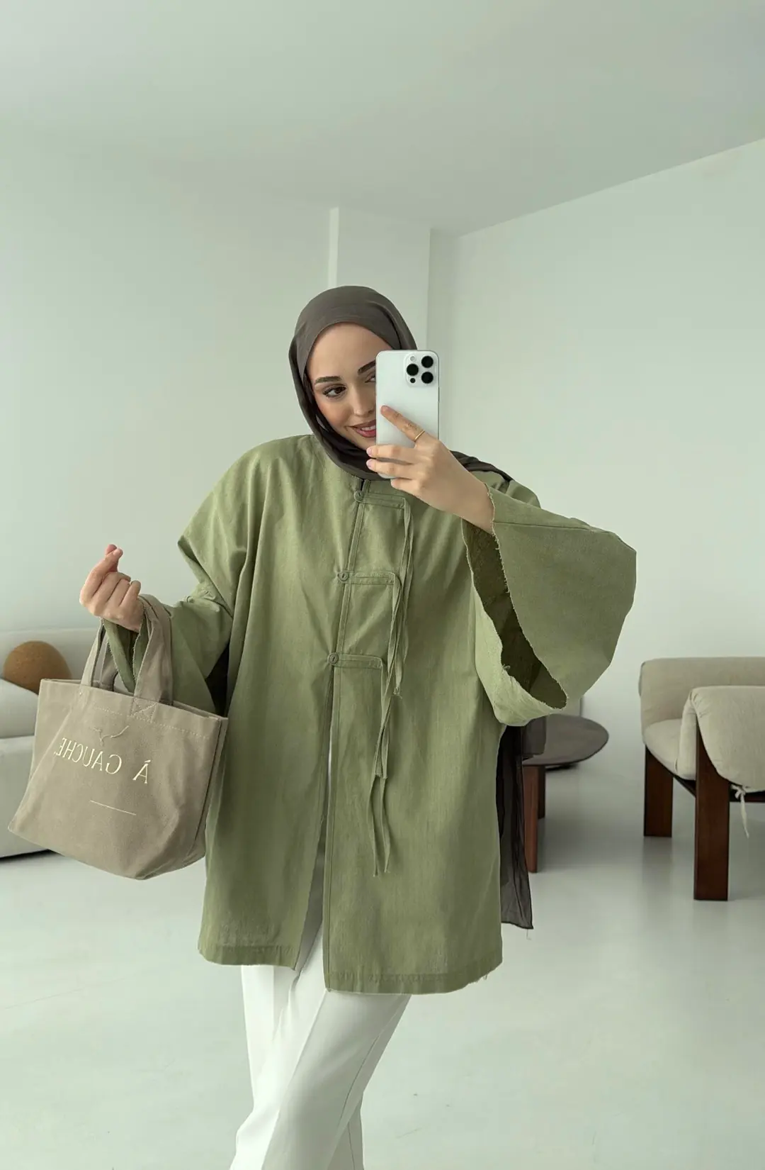 Geniş Kol Kimono Acık Yeşil - Görsel 3