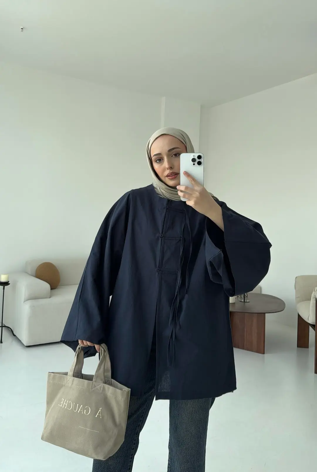 Geniş Kol Kimono Lacivert - Görsel 4