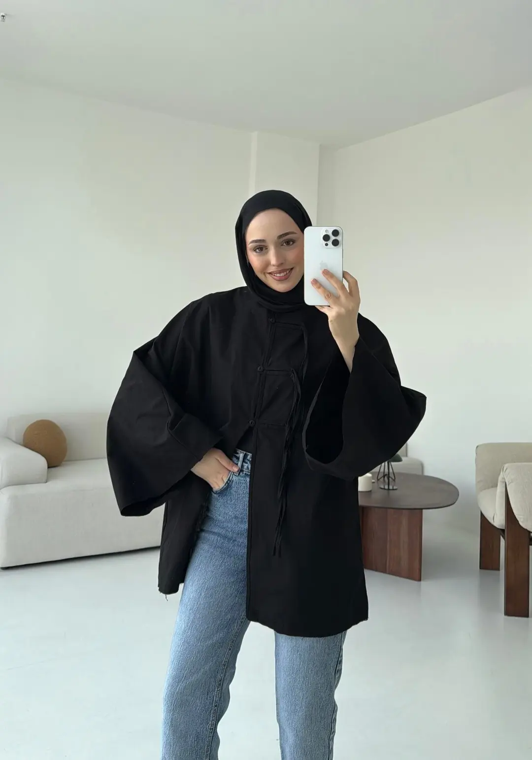 Geniş Kol Kimono Siyah - Görsel 2