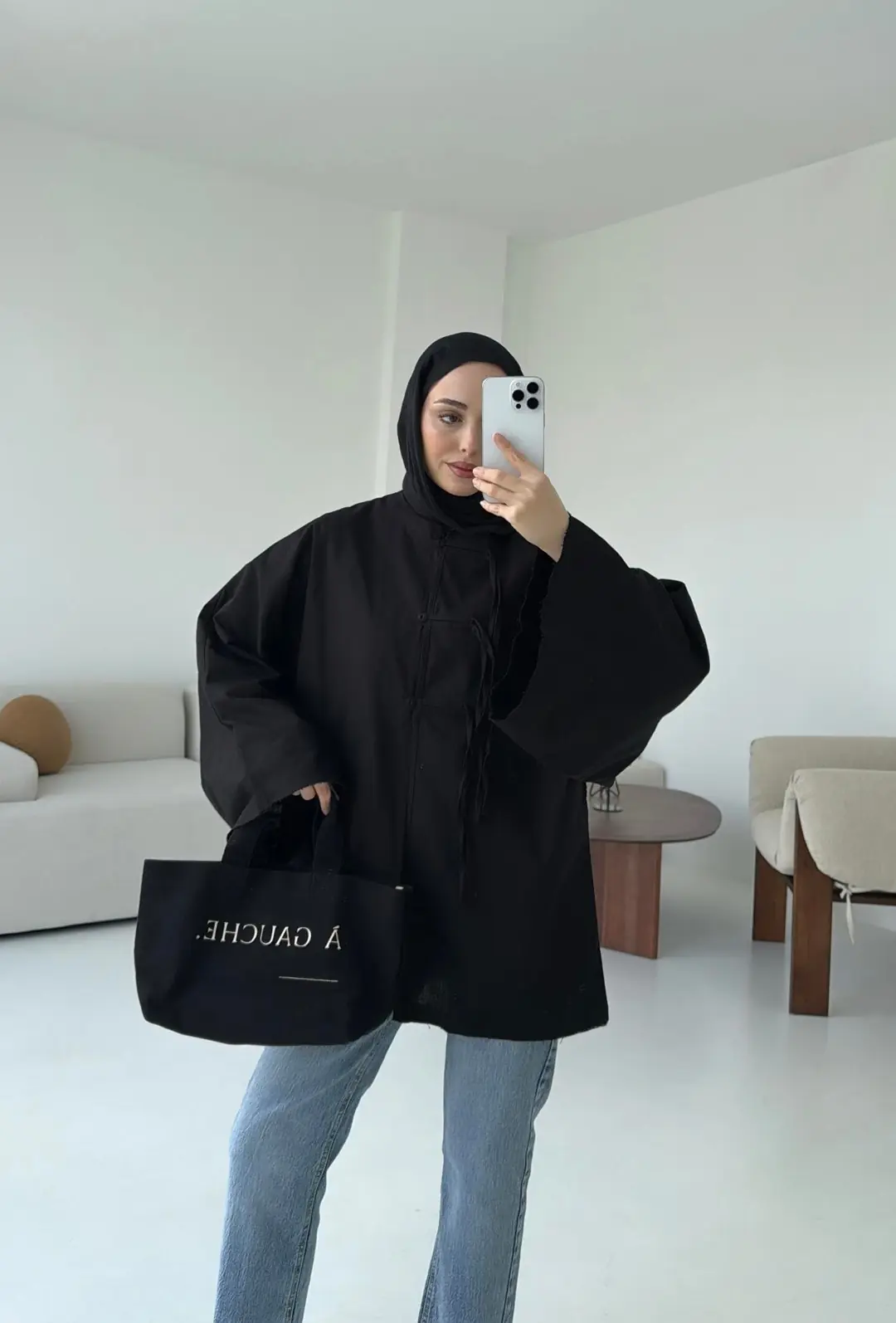 Geniş Kol Kimono Siyah - Görsel 3