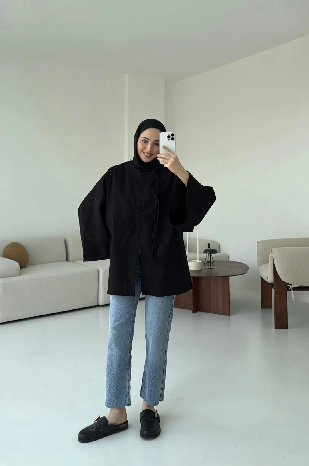 Geniş Kol Kimono Siyah - Görsel 4