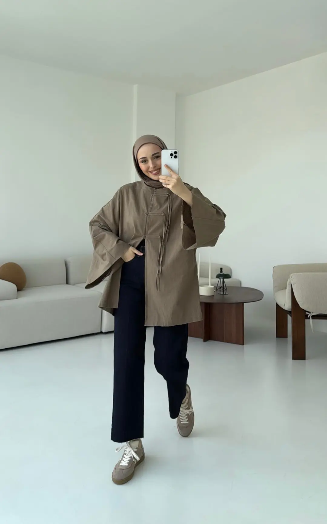 Geniş Kol Kimono Vizon - Görsel 2